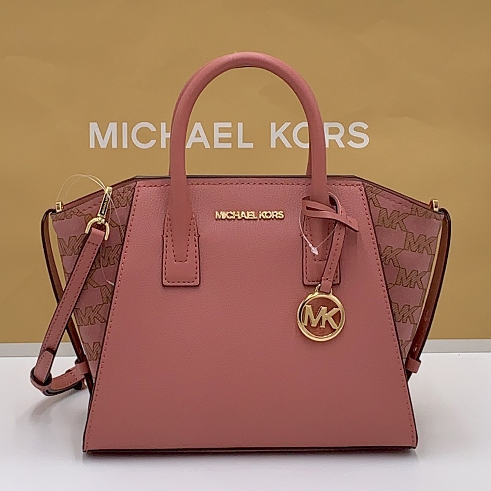 MICHAEL KORS AVRIL SMALL TOP ZIP SATCHEL CROSSBODY BAG ROSE COLOR - Picture 2 of 15